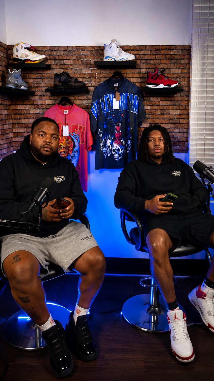The Audacity Hour hosts in the podcast studio